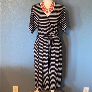 NWT GAP striped midi wrap dress
